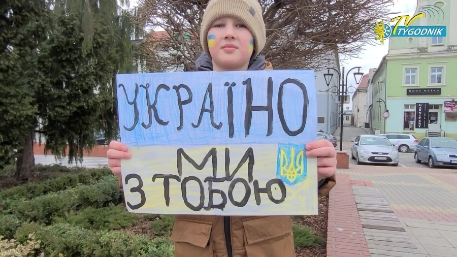 Wiec poparcia dla Ukrainy na krapkowickim Rynku
